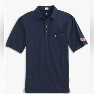 NWT JOHNNIE-O $85 STARS & STRIPES blue and red ORIGINAL POLO SHIRT